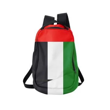 Arab Emirates flag backpack isolated on white Stock Photos