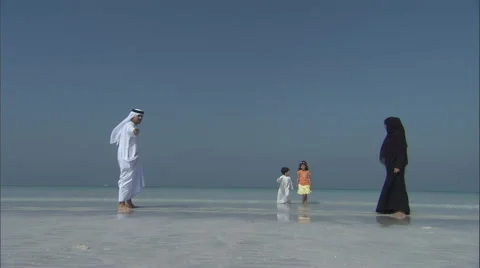 An Arab family on the beach. Stock Footage 46863979