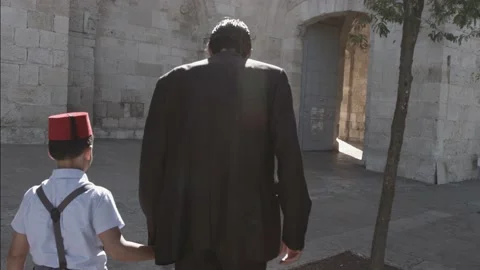 Arab father &amp; son 01 Stock Footage 157637987