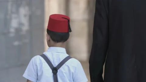 Arab father &amp; son 02 Stock Footage 157681474