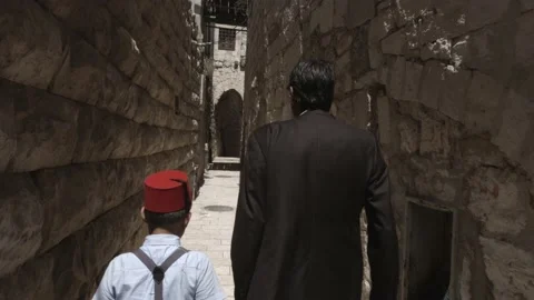 Arab father &amp; son 05 Stock Footage 157638520