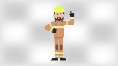 Arab Firefighter Pointing Above Stock Footage 205038959