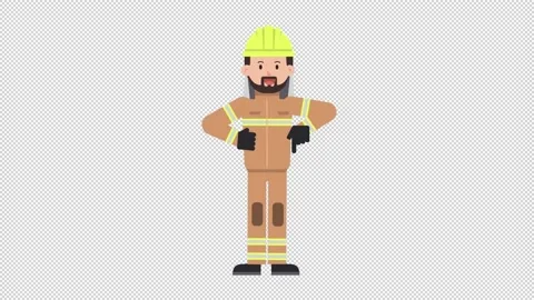 Arab Firefighter Pointing Below Stock Footage 205038923