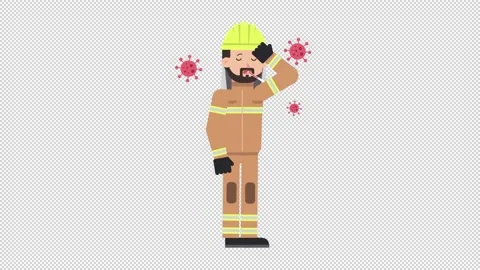 Arab Firefighter Sick with Covid Stock Footage 205039005