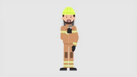 Arab Firefighter Talking on Microphone Video stock 205039129