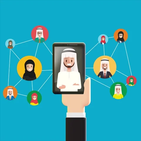 Arab group of people connect on chatting Stock Footage 296517556