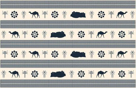 Arab Historical Pattern with Traditional Islamic Geometric Design Stock Illustration