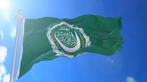 Arab League animated flag pack in 3D and isolated background Stock Footage 119929662