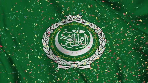 The Arab League flag seamless animation with paper confetti Video stock 223347073