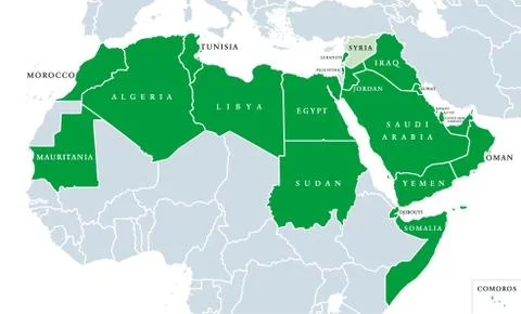 Arab League, League of Arab States, political map Stock Illustration