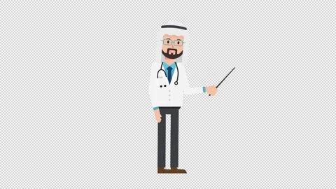 Arab Male Doctor Holding Pointer Stick Video stock 205083754