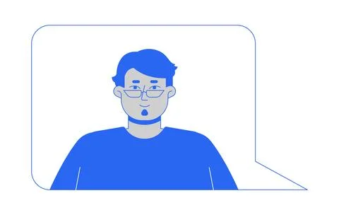 Arab man avatar in glasses inside chat bubble 2D line character Stock Illustration