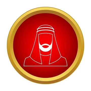Arab man avatar icon in red circle Stock Illustration