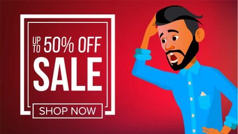 Arab Man Banner Vector. Middle Eastern Man. Young Saudi Arabic. For Banner Stock Illustration
