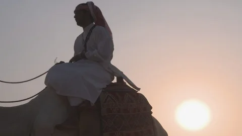 Arab man on camel - Arabian Stock Footage