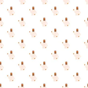 Arab man cartoon pattern showing thumbs up Stock Illustration