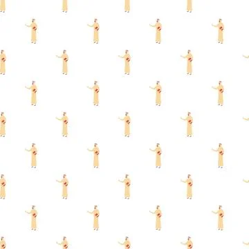 Arab man character teaching seamless pattern background Stock Illustration