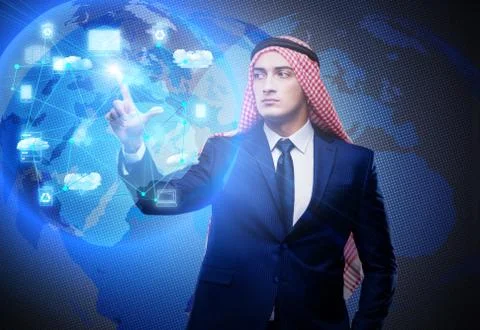 Arab man in cloud computing concept Foto stock