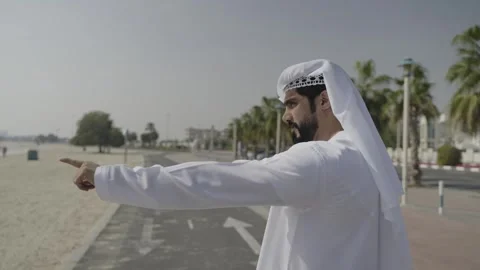 Arab man on the corniche. Stock Footage 302534801