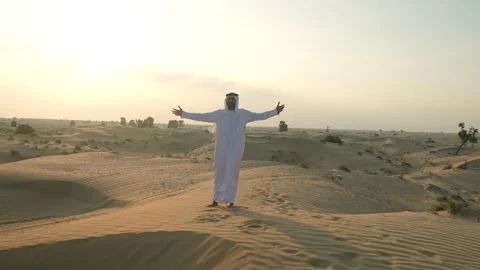 Arab man in the desert. Stock Footage 233145092
