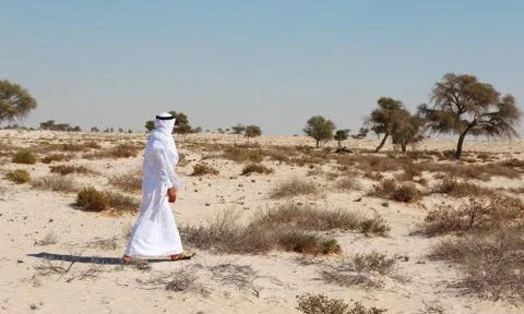 Arab man in desert Stock Photos