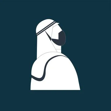 Arab man with mask looking up flat design, A Saudi man icon wearing shemagh a Stock Illustration