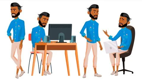 Arab Man Office Worker . Arabic Traditional Clothes. Ghutra. Business Set 库存插图
