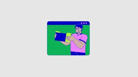 Arab man with plus size selling stuff online line 2D animation Stock Footage 301889630