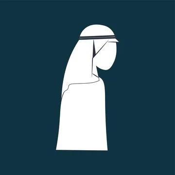 Arab man with Shumakh flat design, A Saudi man icon wearing shemagh and a tho Stock Illustration