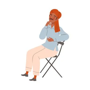 Arab man sitting on chair vector illustration on white background Stock Illustration