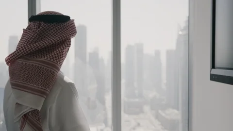 Arab man sitting in an office. Stock Footage 125884910