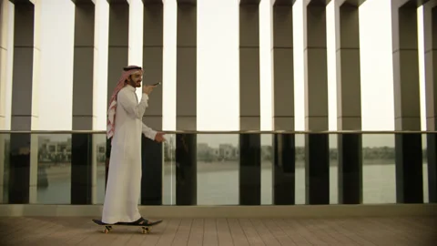 Arab man on a skate board. Stock Footage 161816342