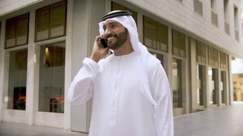 Arab man talking on his mobile. Stock Footage 237079986