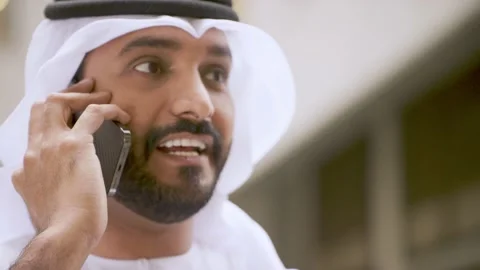 Arab man talking on his mobile. Stock Footage 237080545
