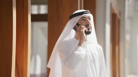 Arab man talking on his mobile. Stock Footage 237081205