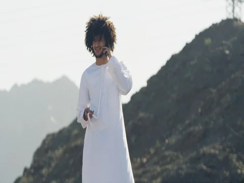 Arab man talking on mobile. Stock Footage 69480307