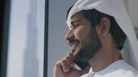 Arab man talking on the mobile. Stock Footage 126310270