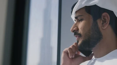 Arab man talking on the mobile. Stock Footage 126310276