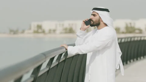 Arab man talking on the mobile. Stock Footage 151837338