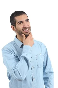 Arab man thinking ideas and looking at side Stock Photos