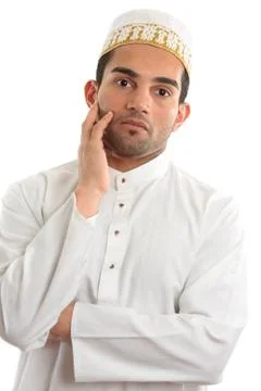 Arab man thinking Stock Photos