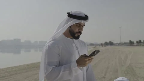 Arab man using mobile. Stock Footage 302535500