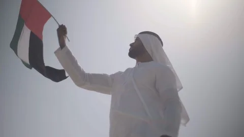 Arab man waving the flag. Stock Footage 105780581
