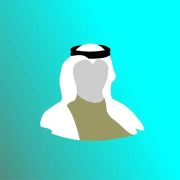 Arab man with white head cover simple flat illustration Stock Illustration