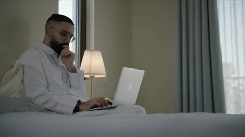 Arab man working on his laptop. Stock Footage 135554657