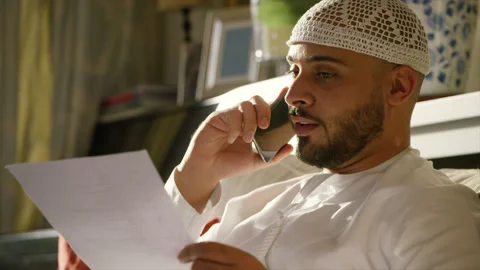Arab man working at home. Stock Footage 136066041