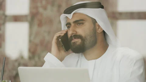 Arab man working on a laptop. Stock Footage 161870473