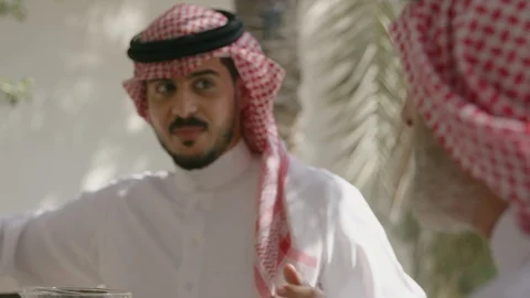Arab men having lunch together. 스톡 동영상 88119017