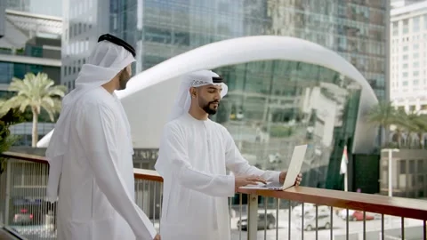 Arab men with a laptop. Stock Footage 237084391