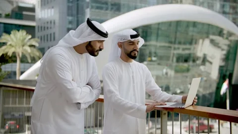 Arab men with a laptop. Stock Footage 237084535